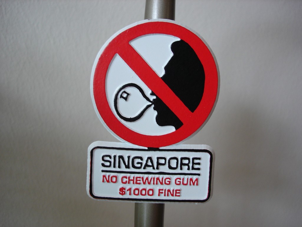 Illegal to chew gum in Singapore