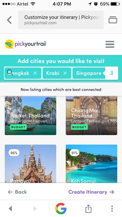 Screenshot of cities from How to plan a summer vacation across two countries in 4 steps!