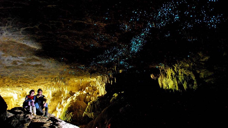 At the Waitomo glowworm caves