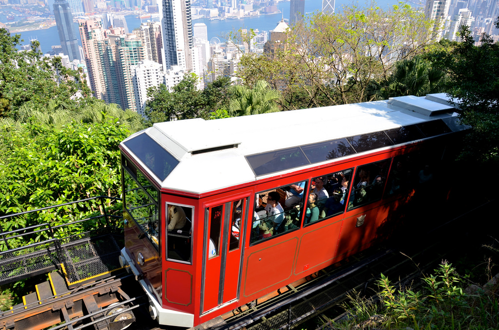 Tram ride to Victoria Peak in Hong Kong