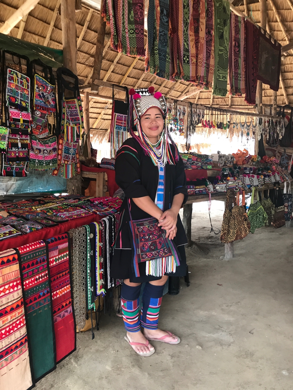 Woman in traditional dress of village in Chaing Mai