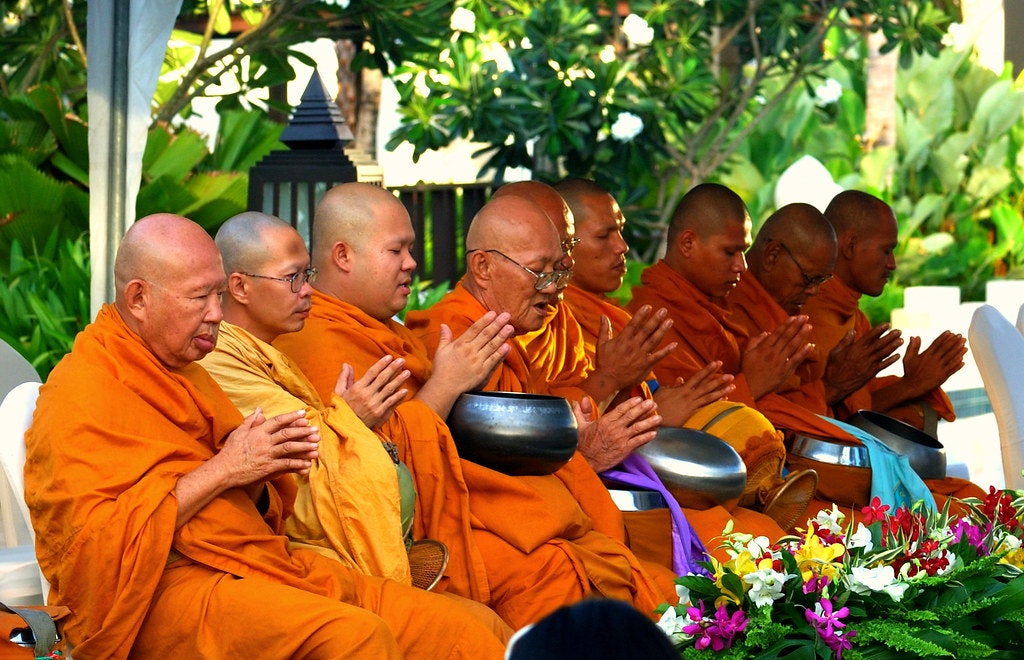 Monks during Songkran festival 