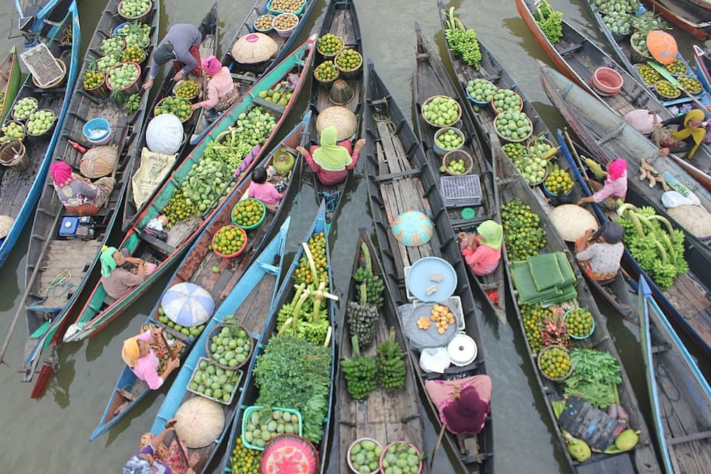 View of floating market in Pattaya