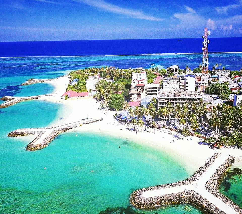 Aerial view of Maafushi Island 