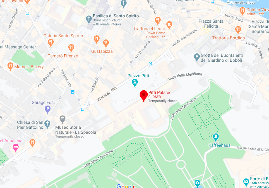 Street view of Palazzo Pitti from Google maps 