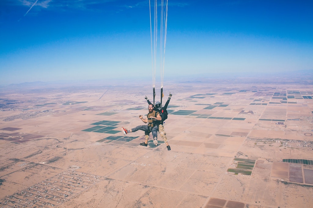 Skydiving in the desert.
