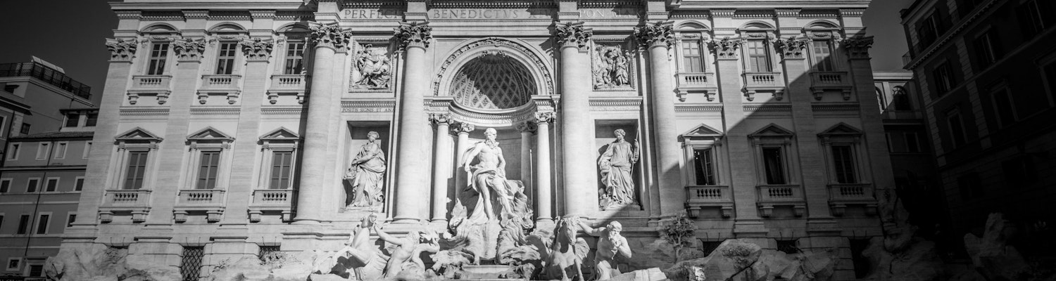 Monochrome of the Trevi Fountain in Rome