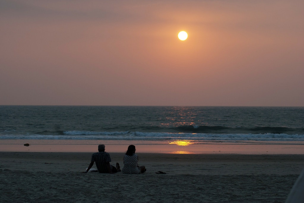 Sunset at the goa beach in India