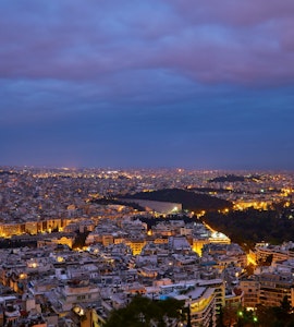 View of Athens at night
