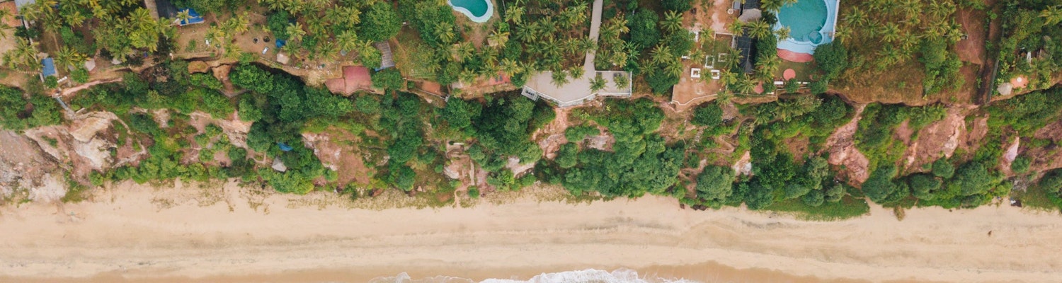 Aerial view of a beach in Kerala