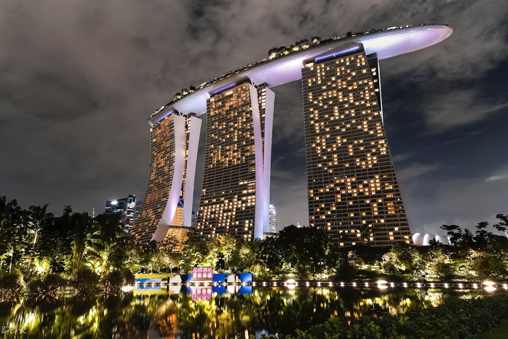 Marina Bay sands hotel, one of the best hotels in Singapore, at night time