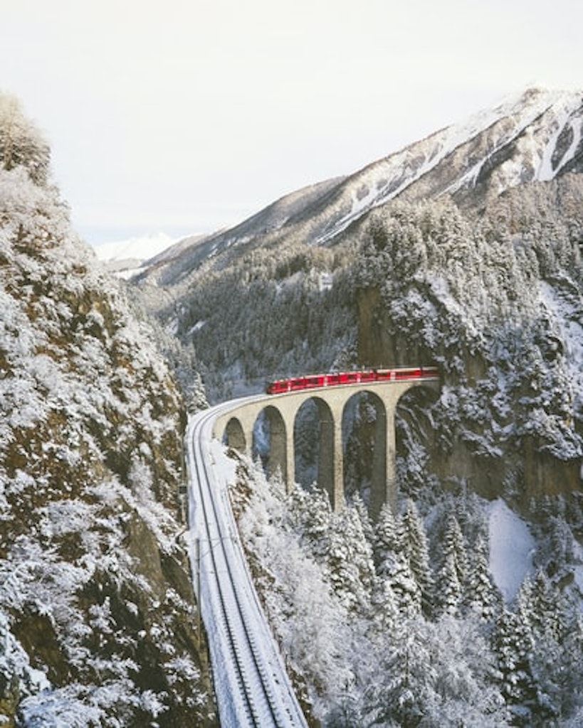 Scenic train ride in Switzerland 