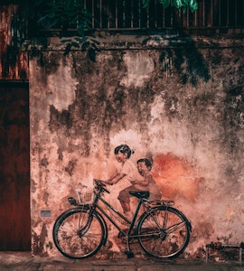 A well-known mural of "Children on a bicycle", Penang,