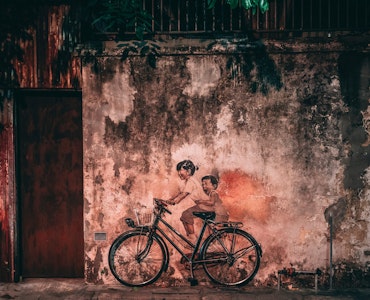 A well-known mural of "Children on a bicycle", Penang,