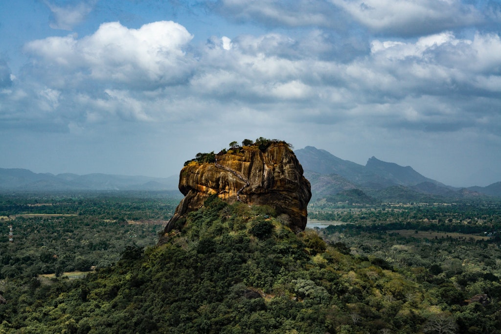 The remains of the rock fortress in Sigiriya in Sri Lanka