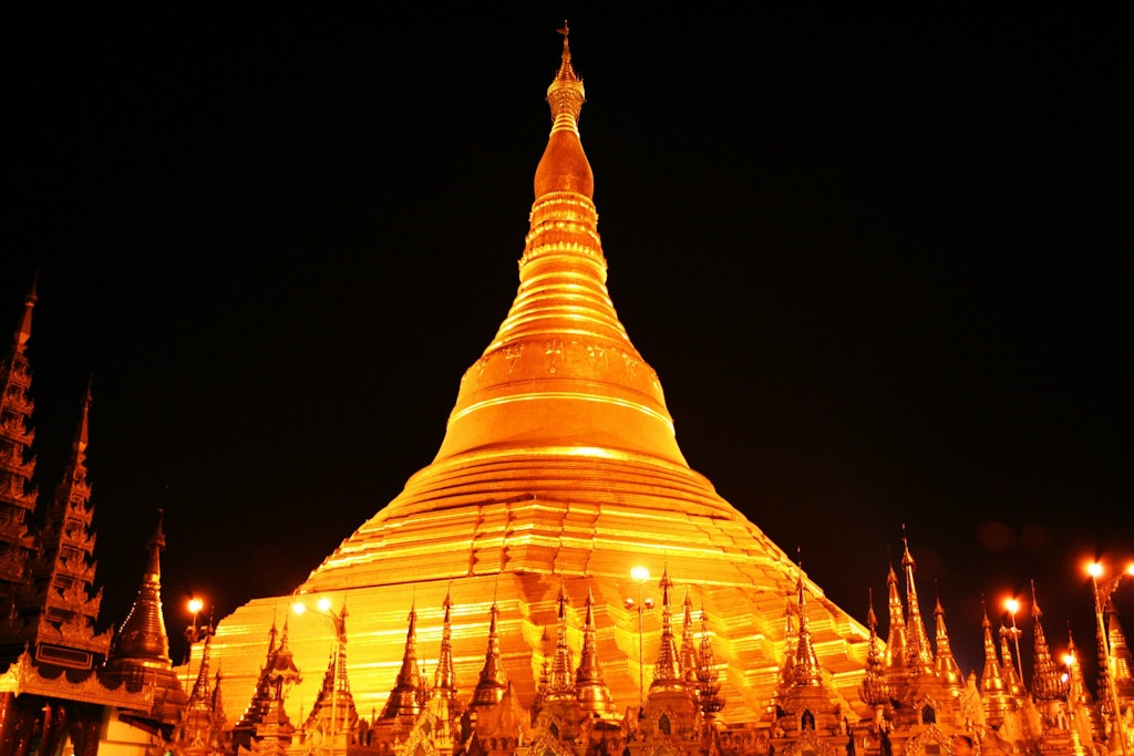 The Magical view of the Shwedagon Pagoda temple, Yangon