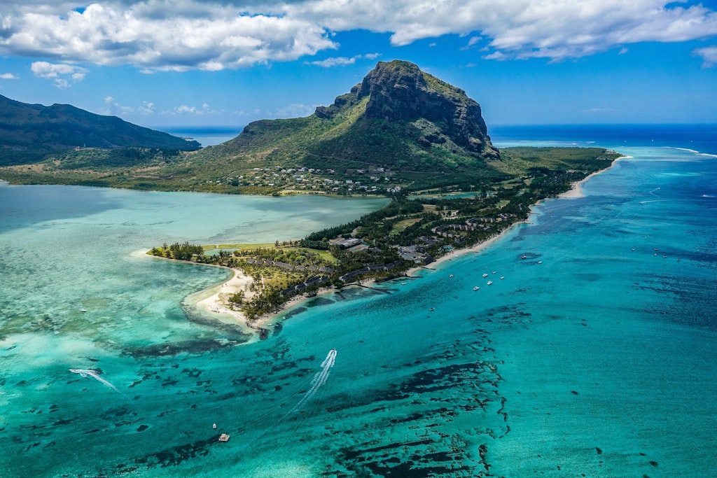 Aerial view of Mauritius, home to many Bollywood shootings