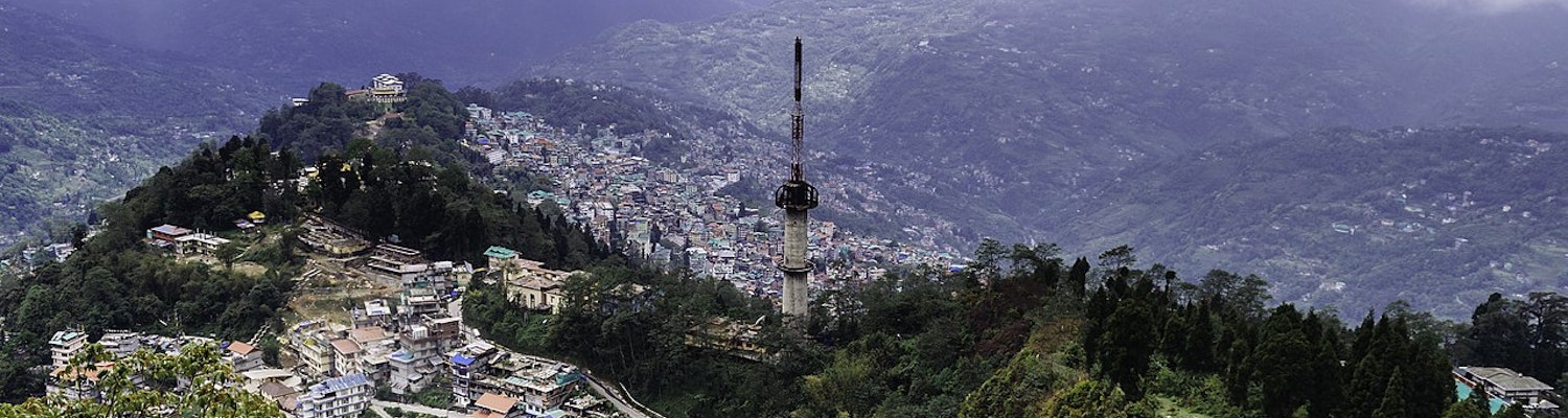 Gangtok city drone view