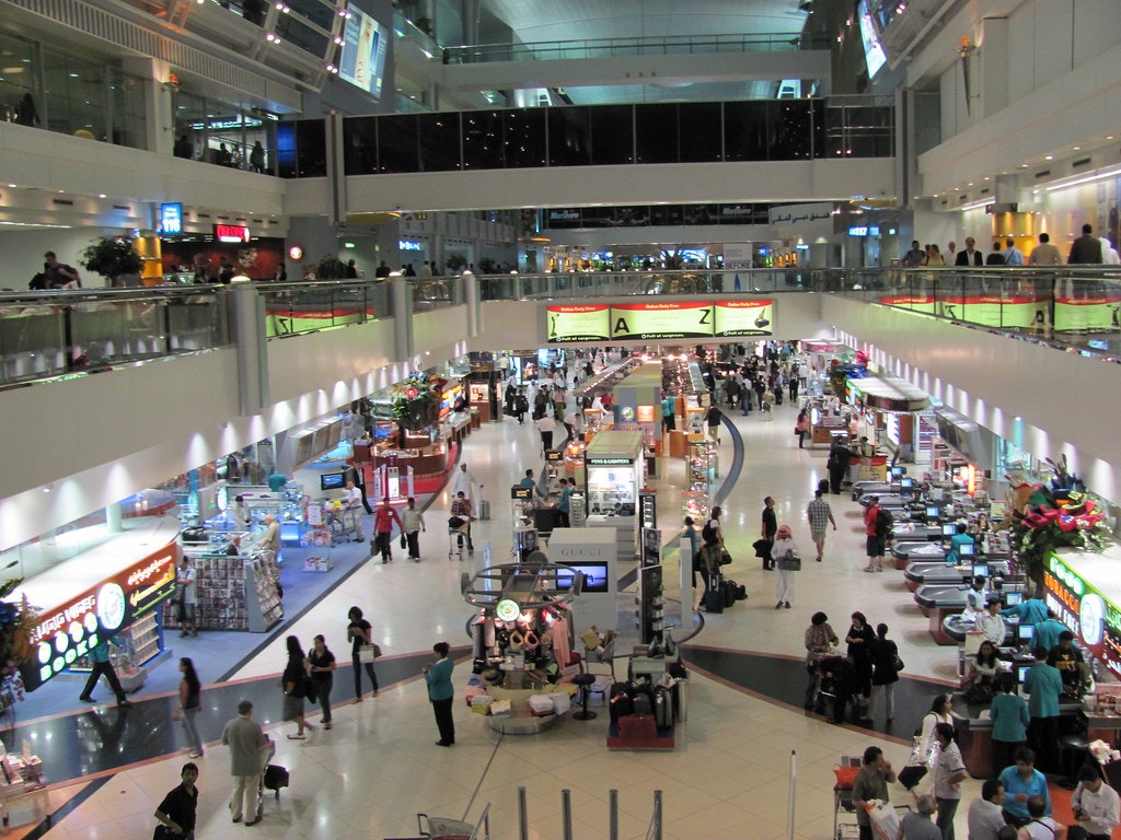 Inside the International airport of Dubai