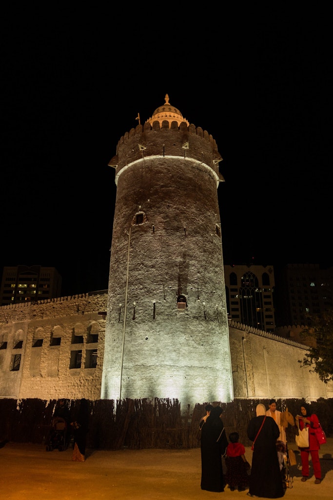 A picture of The Qasr Al-Hosn will lights in UAE, one of the symbols of Dirhams