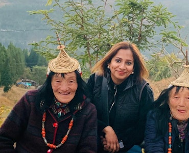 With the local women of Bhutan