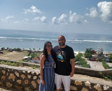 A couple posing for a picture at Bali