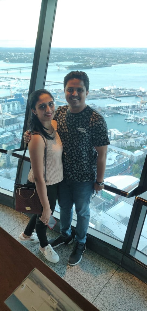 At the top of sky tower during our honeymoon trip to New Zealand