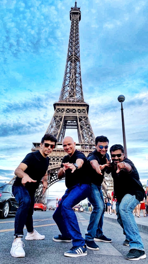A picture of four boys in Paris in Europe