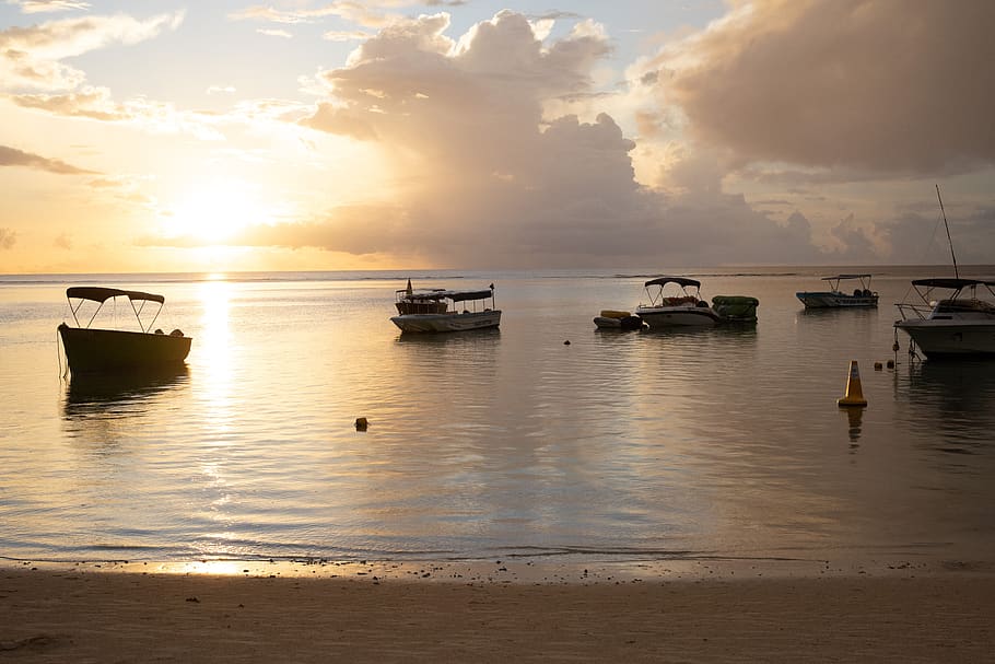A picture of sunrise at a beach in Grand Baie