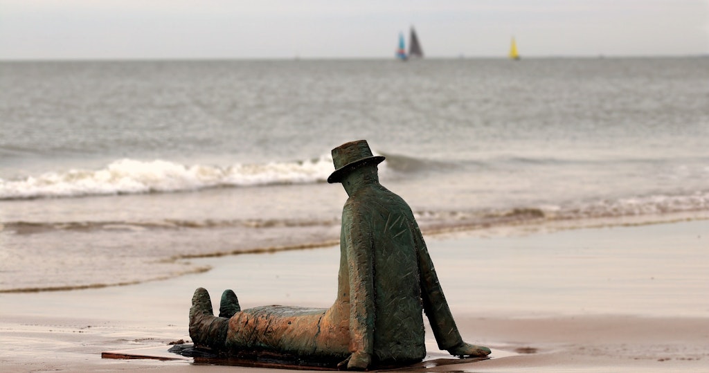 The Man on the beach Knokke statue, Belgium.