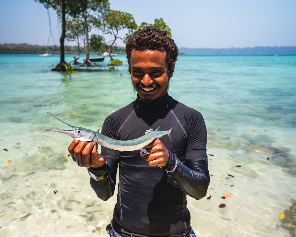 A local in Andaman with a fish