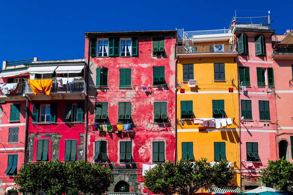 A view of the colourful buildings in Cinque Terre, Italy