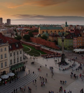 Sunset in Warsaw city
