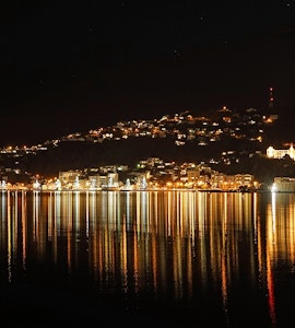 A beautiful picture of Wellington with lights