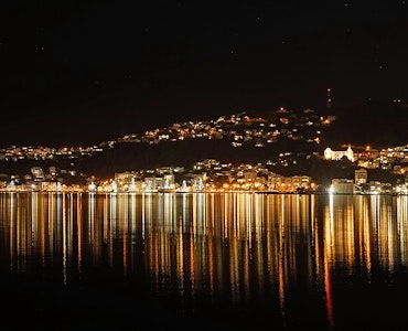 A beautiful picture of Wellington with lights