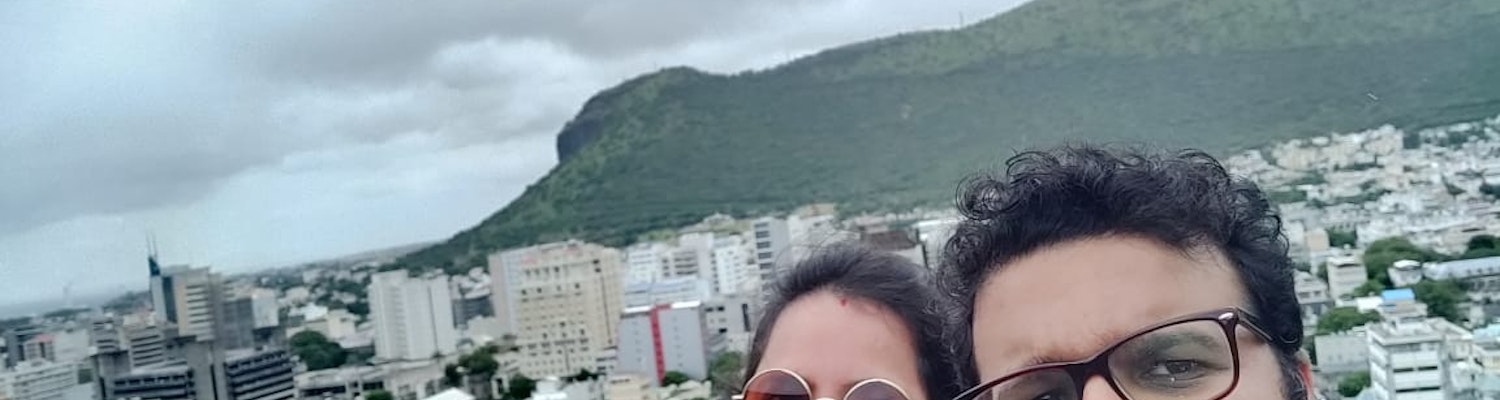 selfie at natural backdrop of Mauritius