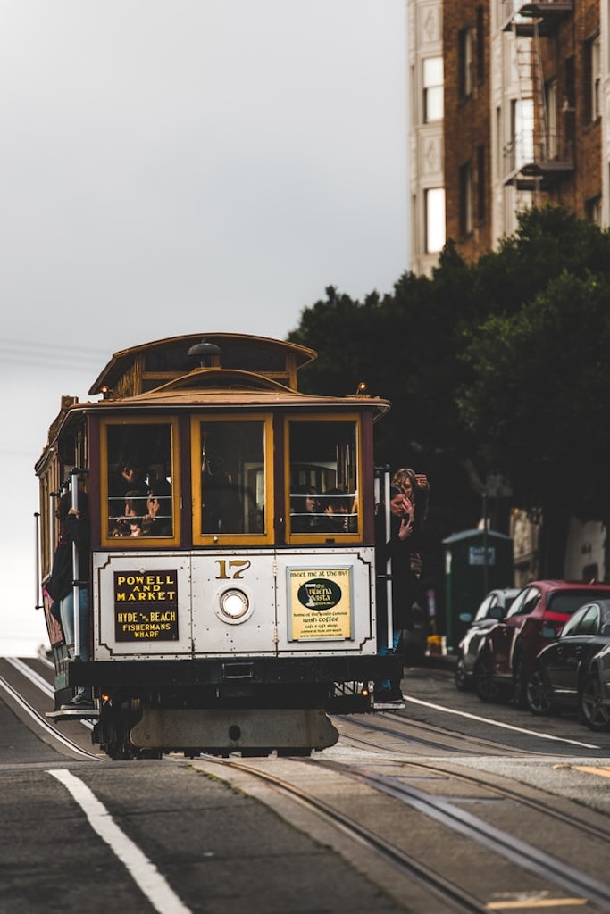 Cable car in Californian street