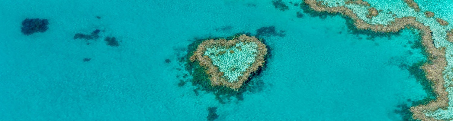 A heart-shaped structure in the middle of the beach in the Whitsunday Islands