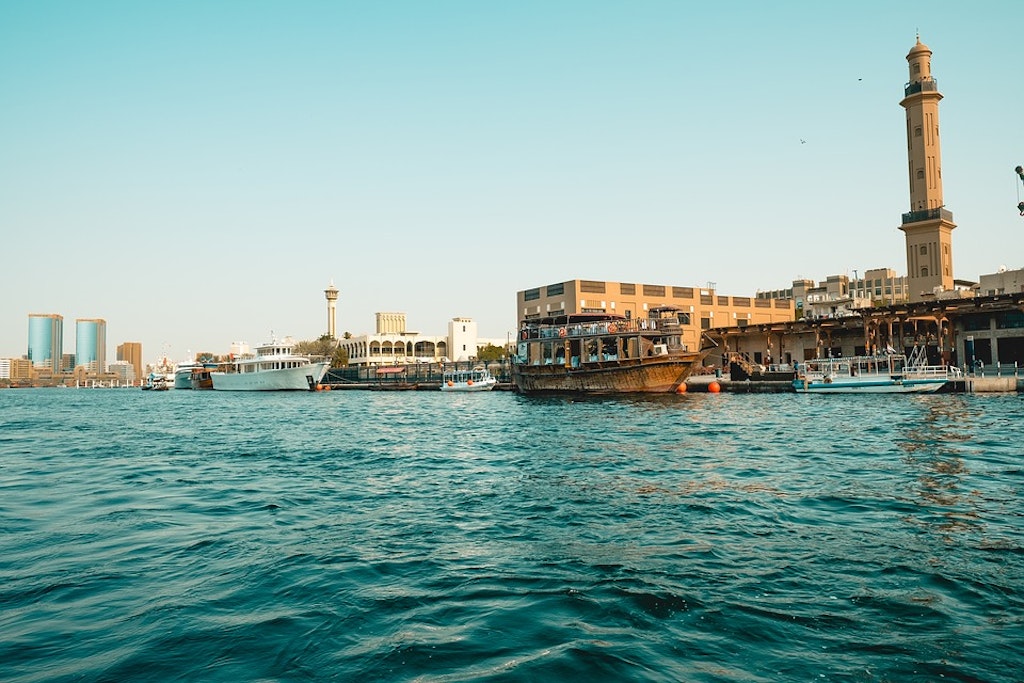 View of the Wooden Dhows at Dubai Wharfage