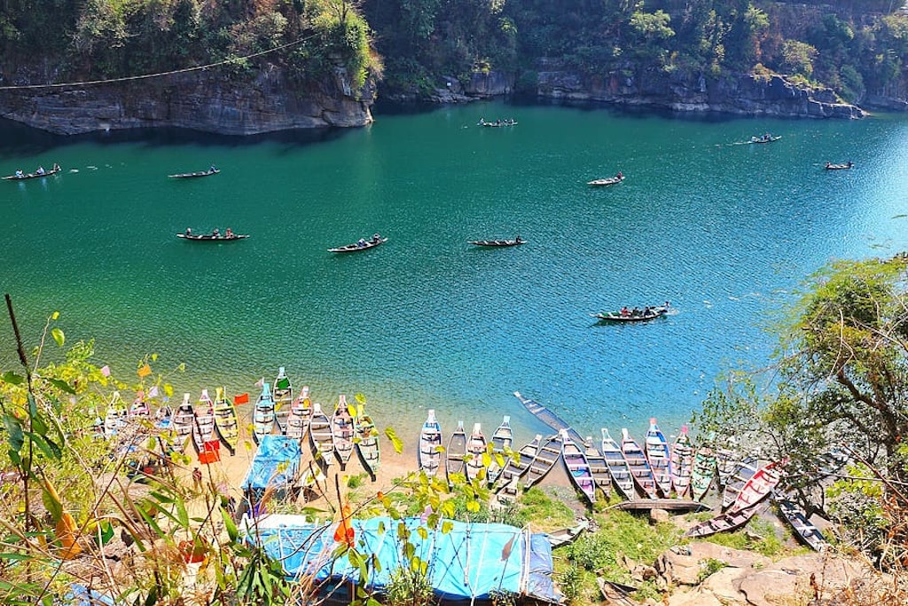 A picture of a group of people enjoying boating in Meghalaya