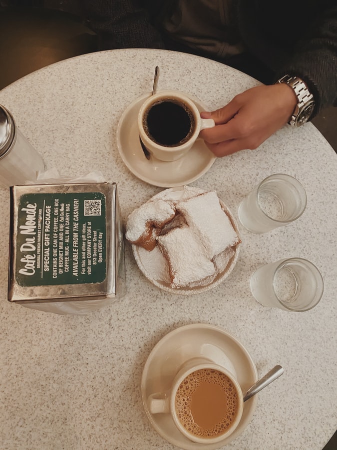 coffee and beignets