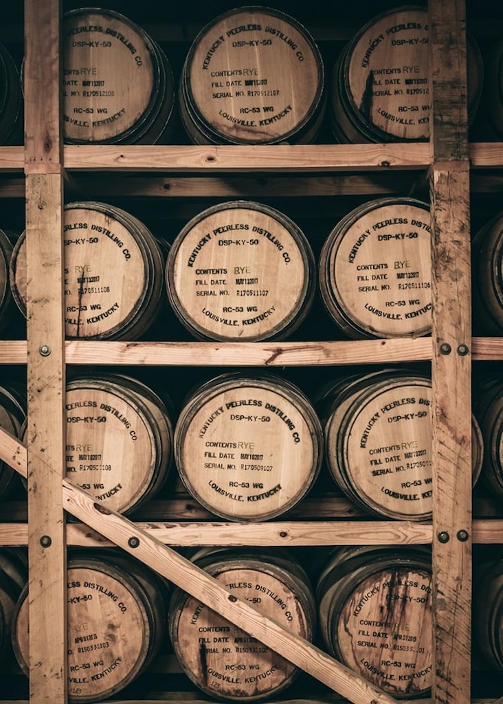 barrels in a brewery