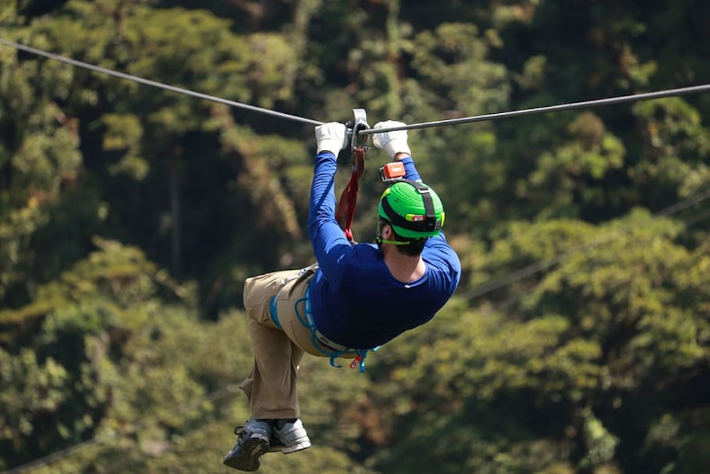 a man on the zip line