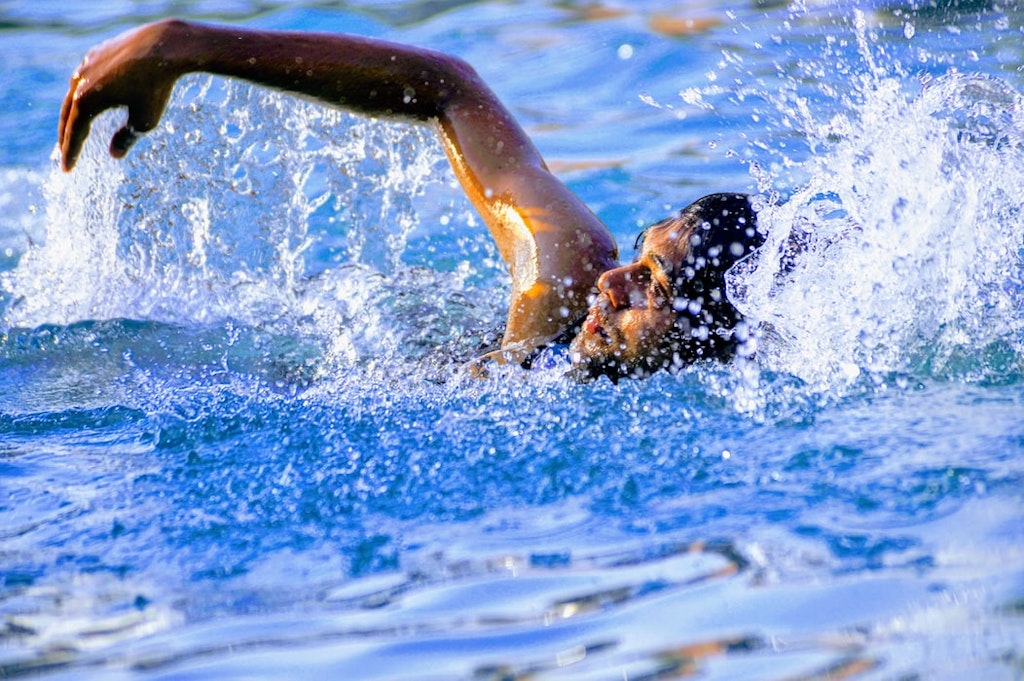Man swimming at the Water parks in Delhi