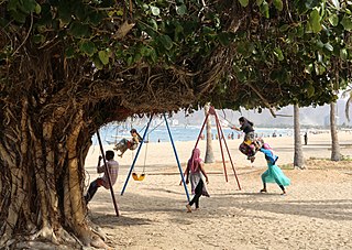 Kids playing in the playground area