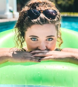 A girl in a swimming pool in Canada