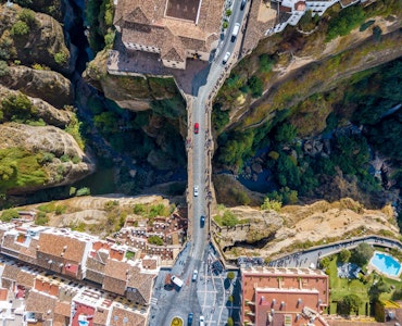 The bird view of the iconic bridge of Ronda