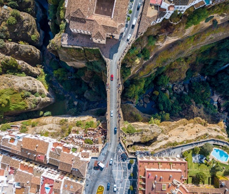 The bird view of the iconic bridge of Ronda