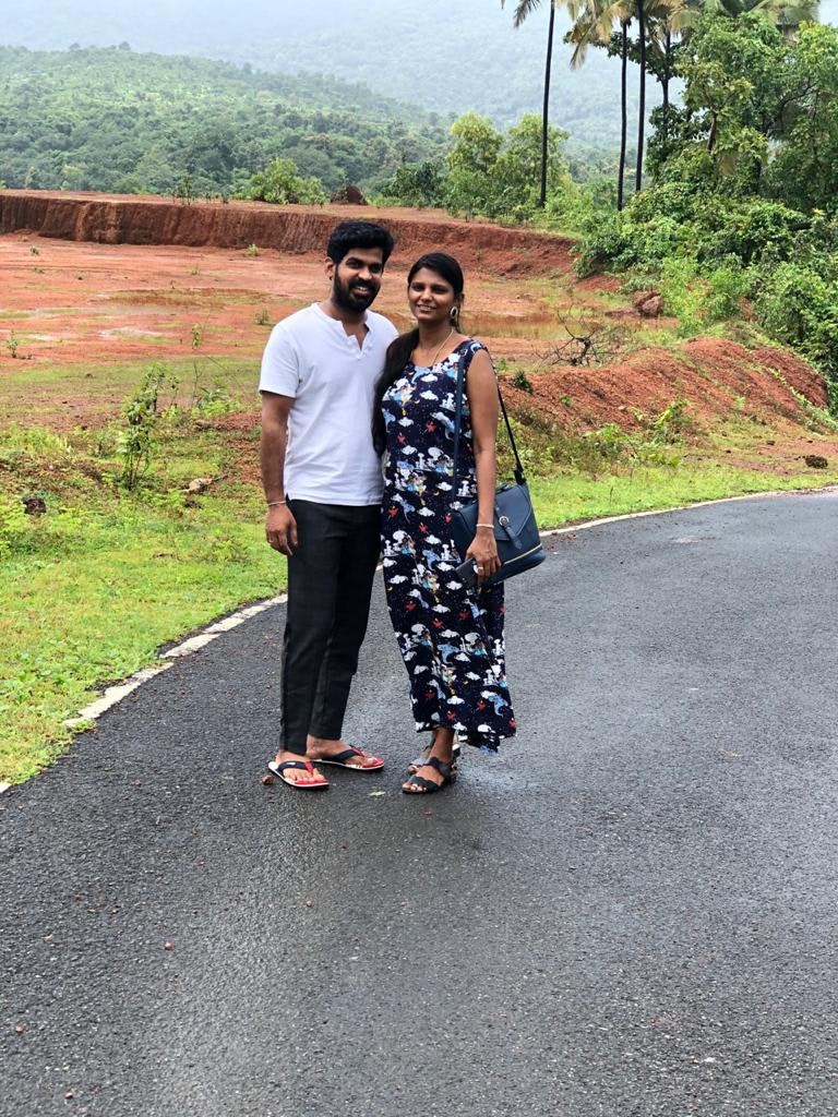 a picture with my husband during our staycation to Goa