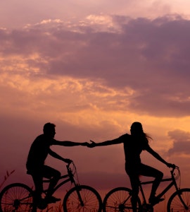 A couple cycling